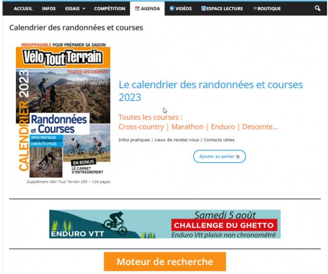 Calendrier des randonnées et courses